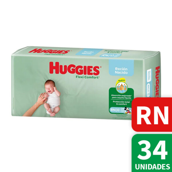 Pañales Huggies Active sec Rn 34 | Absorción y Comodidad para Bebés