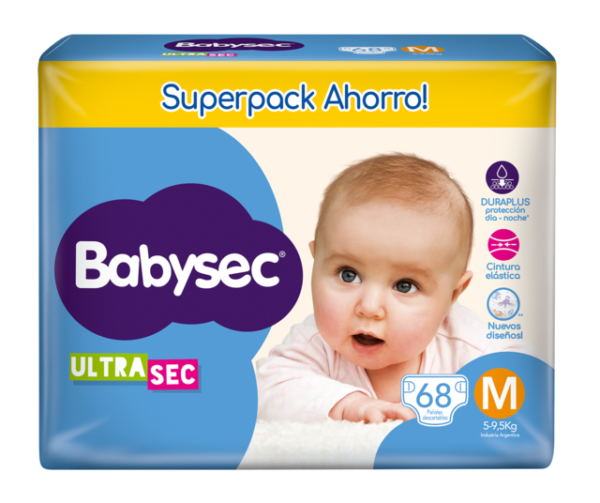 Pañales Babysec Ultra Sec M 68u | Absorción y Comodidad para Bebés