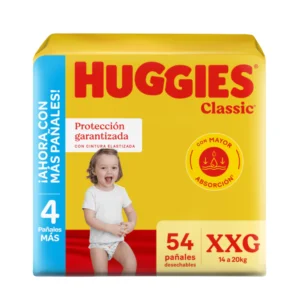 Pañales Huggies Classic XXG 54 | Absorción y Comodidad para Bebés