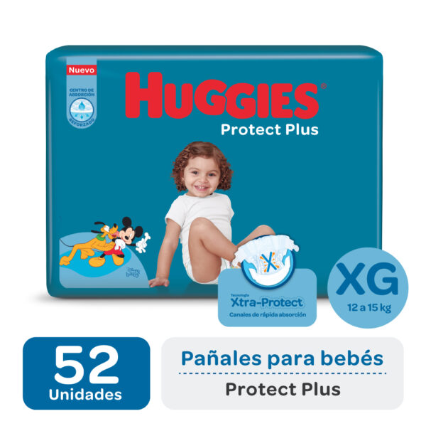 Pañales Huggies Protect Plus XG 52 | Absorción y Comodidad para Bebés