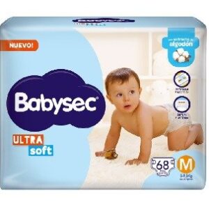 Pañales Babysec Ultra Sec M 68u | Absorción y Comodidad para Bebés