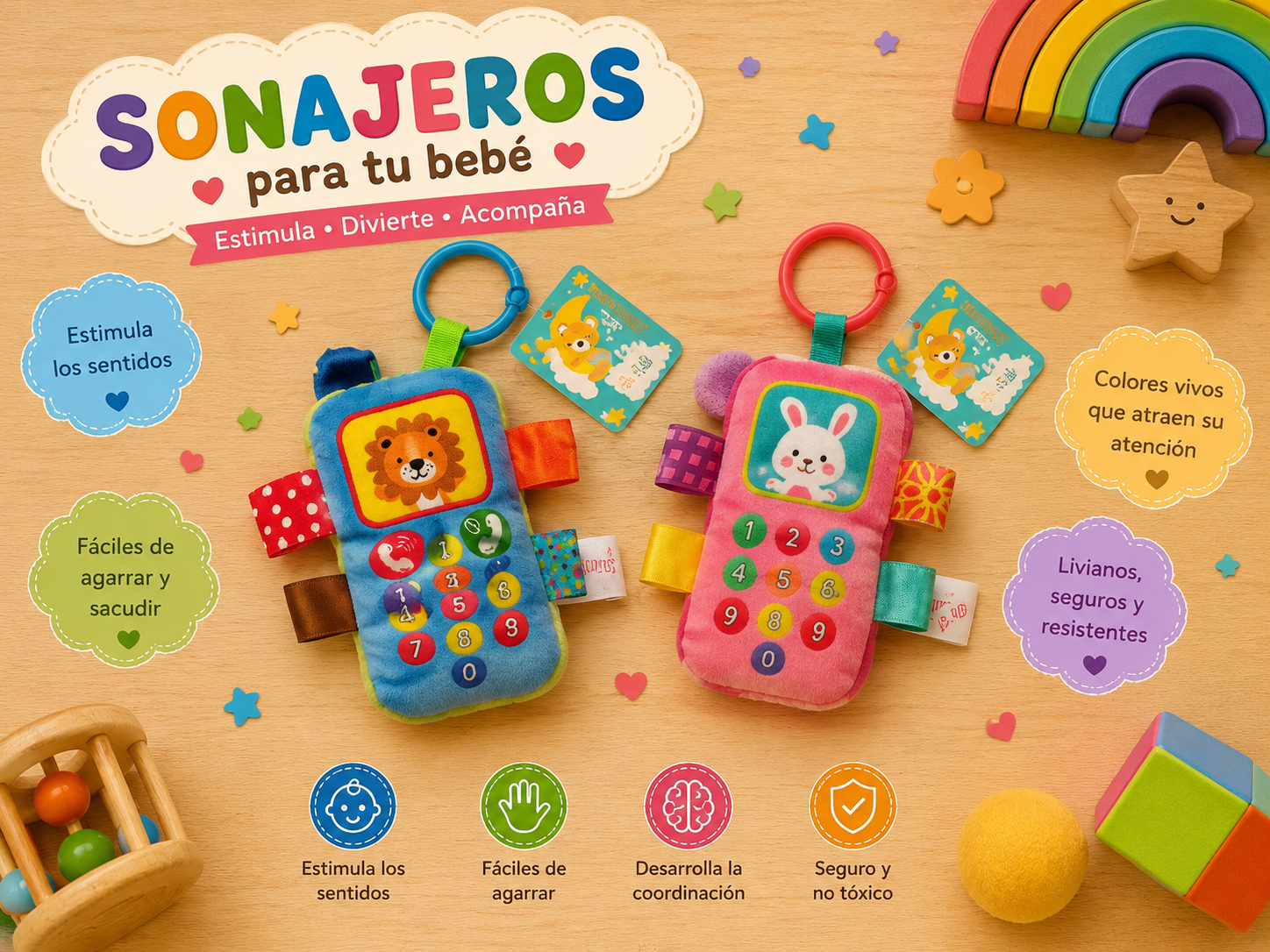 Celular Con Chifle Y Sonajero Woody Toys (Consultar Modelos)
