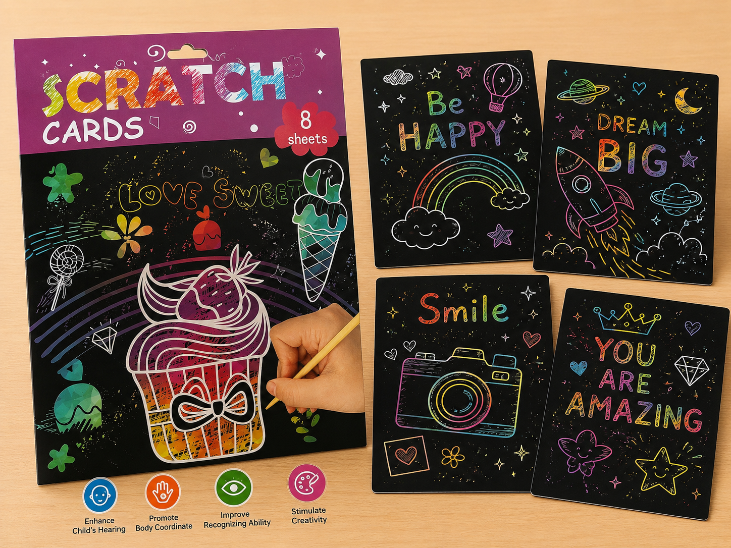 Scratch Cards Para Raspar Multicolor Hojas Magicas Papel