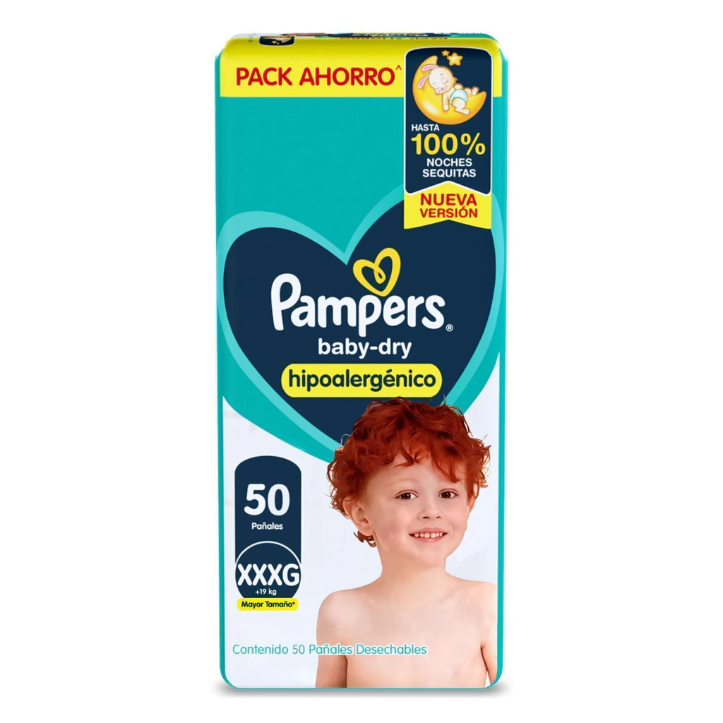 Pampers Baby Dry XXXG 50 Unidades Hipoalergenico