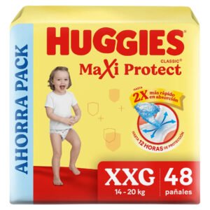 Pañales Huggies Classic XXG 48 | Absorción y Comodidad para Bebés